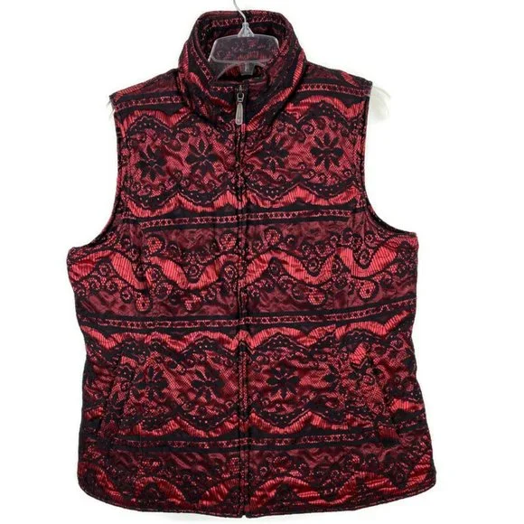 Women's Red Patterned Vest - Picture 2 of 8